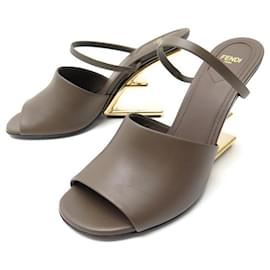 Fendi-NEW FENDI FIRST MULES SHOES 8R8212 IN TAUPE LEATHER 41 LEATHER SHOES 1100-Taupe