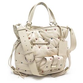 BOLSA DE MÃO LANCEL PREMIER FLIRT M EM COURO ACOLCHOADO BEGE E PÉROLAS Bege