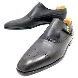 BERLUTI OLGA SCHUHE 902 LOAFERS MIT SCHNALLE 11 45 LEDERSCHUHE ANTHRAZIT Anthrazitgrau