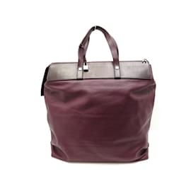 VINTAGE SAC DE VOYAGE YVES SAINT LAURENT CABAS CUIR BORDEAUX TRAVEL BAG Bordeaux