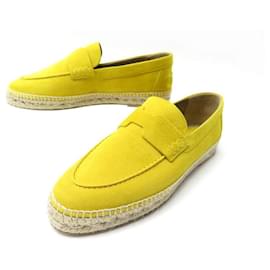 Hermès-NINE HERMES TRIP SHOES 41 H ESPADRILLES211138Z YELLOW SUEDE SUEDE SHOES-Yellow