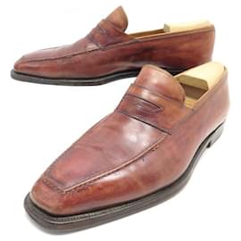 Christian Dior-CHRISTIAN DIOR STEFANOBI SHOES LOAFERS 11 45 BROWN LEATHER LOAFERS-Brown