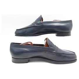 JM Weston-JM WESTON LOAFERS 9E 43 LARGE BLUE LEATHER + SHOES SHOES-Blue