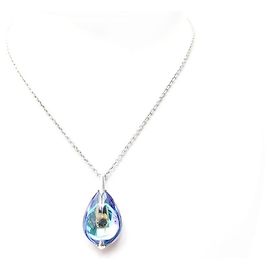 COLAR PSIDÉLICO DE FLORES BACCARAT 2805023 COLAR DE PRATA ESTERLINA E AZUL Prata