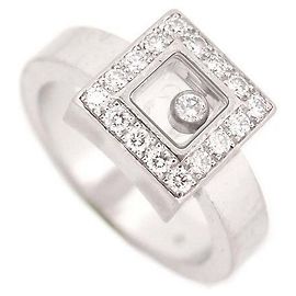 CHOPARD HAPPY DIAMOND RING 82/2896-20 taille 54 WHITE GOLD 18K DIAMOND RING Silvery