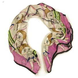 Dsquared2-Dsquared 2 Multicolor Pink Square Silk Scarf Baby Girls and Pets colorful print-Multiple colors