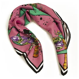 Dsquared2-Dsquared 2 Pañuelo cuadrado de seda multicolor con estampado de bichos enjoyados-Multicolor