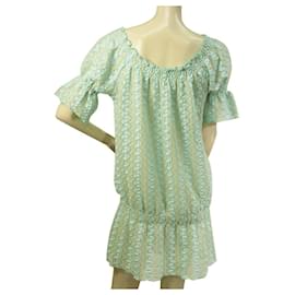 Melissa Odabash-Melissa Odabash Blaues, glänzendes Mini-Sommerkleid mit kurzen Ärmeln, Einheitsgröße-Blau
