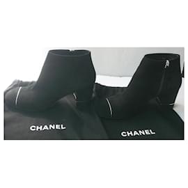Chanel-CHANEL Black suede boots Condition New T40,5 IT-Black