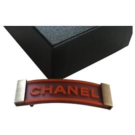 Accessorio per capelli CHANEL CC Logo Barrette Argento Arancione