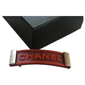 Chanel-CHANEL CC Logo Barrette Accessoire pour cheveux-Argenté,Orange