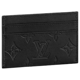 Louis Vuitton-Porte-cartes en cuir doublé LV-Noir