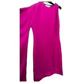 Vestido asimétrico de seda Christian Dior Fucsia Fucsia
