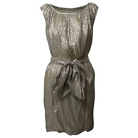 Vestido plissado Marc Jacobs em seda dourada metálica Dourado