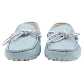 Tod's-Tod's Gommini 122 Loafers in Light Blue Suede-Blue,Light blue