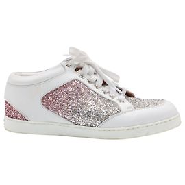 Jimmy Choo Baskets Miami Tea Rose en Cuir Blanc Blanc