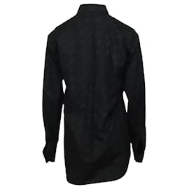 Balenciaga-Balenciaga All-Over Logo Shirt in Black Cotton-Black