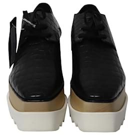 Stella Mc Cartney-Zapatos brogue con plataforma Elyse de Stella McCartney en cuero negro-Negro