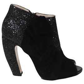 miu miu 115mm Glitter Booties in Black Suede Black