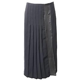 Sandro-Sandro Paris Pleated Midi Skirt in Black Polyester-Black