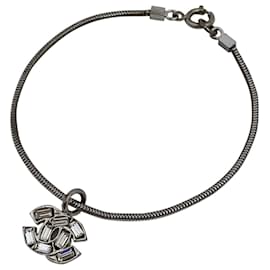 Chanel-Chanel CC Baguette Crystals Silver Tone Snake Chain Bracelet-Argenté