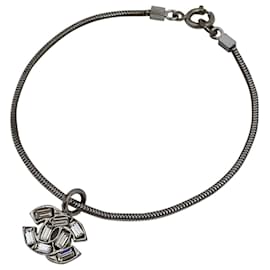 Chanel-Chanel CC Baguette Crystals Silver Tone Snake Chain Bracelet-Silvery