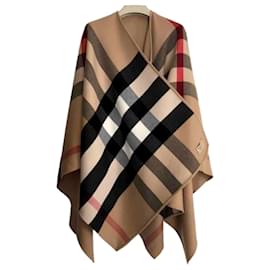 Burberry-Poncho cape charlotte reversible burberry charlotte new one size with label bag burberry tissue paper Caramel-Beige