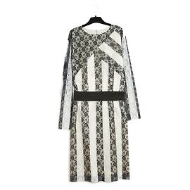 Christian Dior BLACK WHITE LACE STRIPES EN42/44 Black