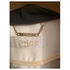 Chloé-Chloé kurze weiße und schwarze Blazerjacke-Schwarz,Weiß