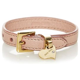 Pulseira de couro rosa Miu Miu Prata Rosa