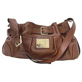 Burberry-Leather Hobo Bag-Brown