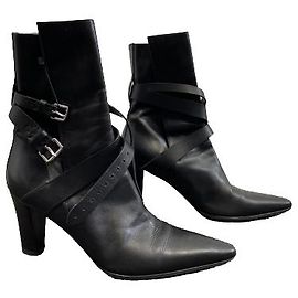 Hermès HERMES Botines negros de piel Negro
