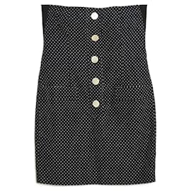 Yves Saint Laurent-BLACK POLKA LINEN FR38-Noir