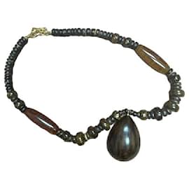 Autre Marque-wooden necklace-Brown
