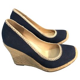 Steve Madden Blue Cloth Wedge Espadrilles 37.5 Blue