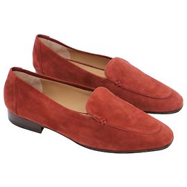 The Row Adam Loafer in Dark Vermillion Suede  Red