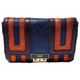Anya Hindmarch Ebenezer Shoulder Bag in Blue Metallic Leather Blue