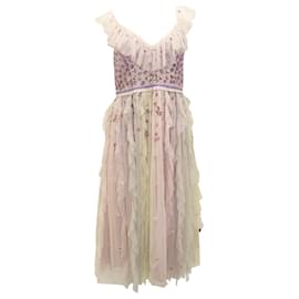 Needle & Thread-Needle & Thread Embellished Ruffle Dress in Pastel Purple Nylon-Other
