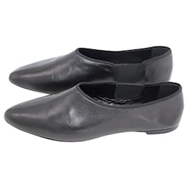 The row-The Row Cara Flat Loafer in Black Leather-Black