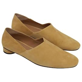 The row-The Row Noelle Collapsible-Heel Loafers in Camel Suede-Yellow,Camel