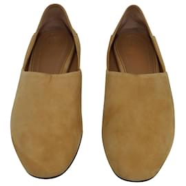 The row-The Row Noelle Collapsible-Heel Loafers in Camel Suede-Yellow,Camel