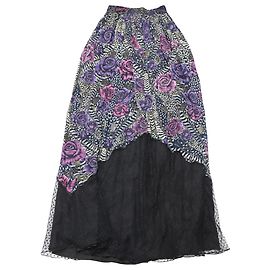 Gonna lunga Just Cavalli in crêpe floreale in rayon nero Nero