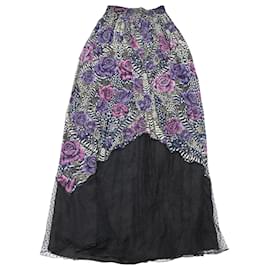 Just Cavalli-Just Cavalli Floral Crepe Maxi Skirt in Black Rayon-Black