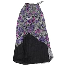 Just Cavalli-Falda larga de crepé floral en rayón negro de Just Cavalli-Negro