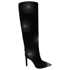 Jimmy Choo Mavis Crystal Embellished Knee High Boots en daim noir Noir