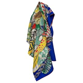 Hermès-Châle Hermes Plumes en Fete en Cachemire Multicolore-Multicolore