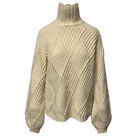 Victoria Victoria Beckham Rollkragenpullover aus elfenbeinfarbener Wolle Weiß Roh