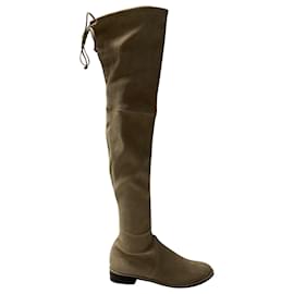 Stuart Weitzman-Stuart Weitzman Lowland Boots in Light Beige Suede-Beige