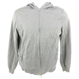 Louis Vuitton-Sweat à capuche zippé avec logo LV Classic XS pour homme, gris-Autre