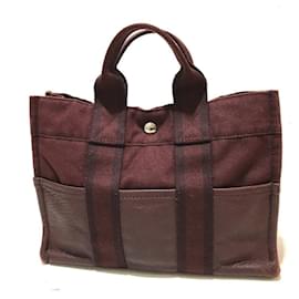 Hermès-[Used] HERMES Hermes Tote Bag Fool Toe PM Half Leather Handbag Canvas x Leather Bordeaux Ladies-Other
